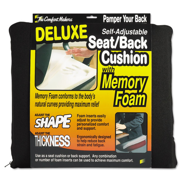 The ComfortMakers Deluxe Seat/Back Cushion, Memory Foam, 17 x 2.75 x 17.5, Black [SKU: MAS91061]