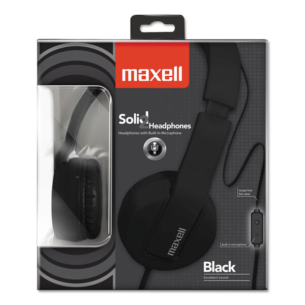 Solids Headphones, 5 ft Cord, Black [SKU: MAX290103]