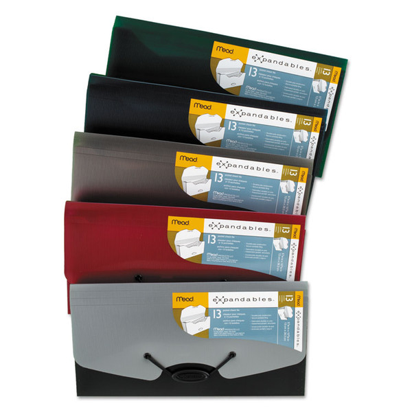 Expandables Expanding File, 13 Sections, Cord/Hook Closure, 1/13-Cut Tabs, Check Size, Randomly Assorted Colors [SKU: MEA35904]