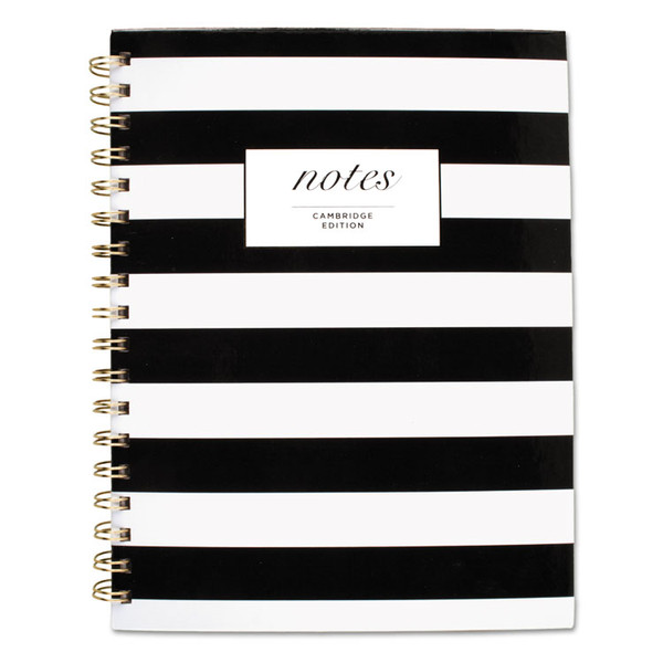 Black and White Striped Hardcover Notebook, 1 Subject, Wide/Legal Rule, Black/White Stripes Cover, 9.5 x 7.25, 80 Sheets [SKU: MEA59012]