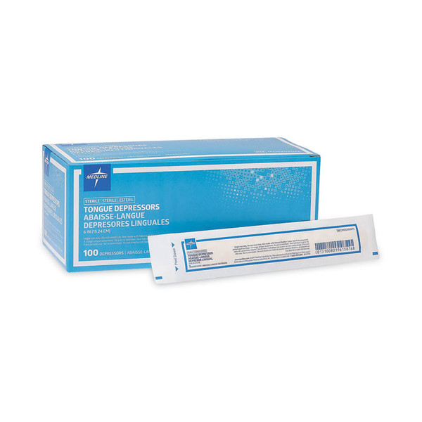 Sterile Tongue Depressors, Wood, 6" Long, 100/Box [SKU: MIIMDS202075]