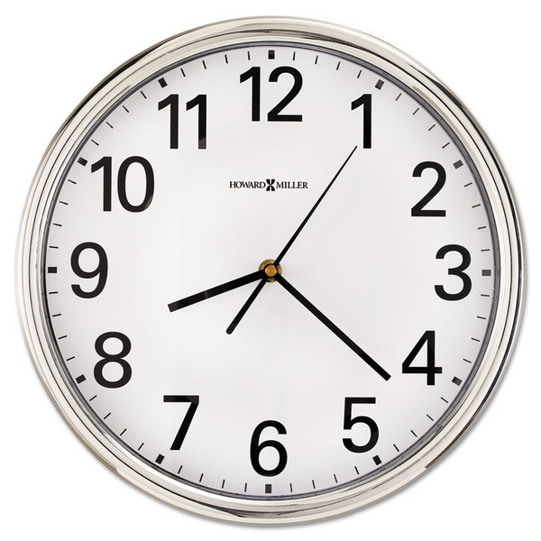 Hamilton Wall Clock, 12" Overall Diameter, Silver Case, 1 AA (sold separately) [SKU: MIL625561]
