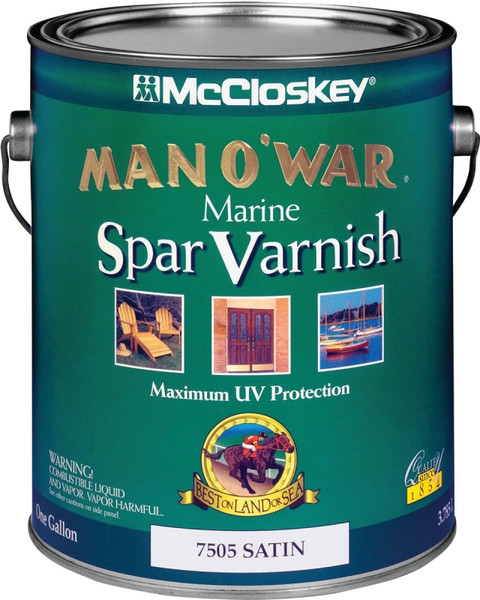 McCloskey Man O War 80-7505 080.0007505.007 Spar Varnish, Satin, Clear, Liquid, 1 gal [SKU: ORG2165033]