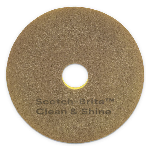 Clean and Shine Pad, 20" Diameter, Brown/Yellow, 5/Carton [SKU: MMM09541]