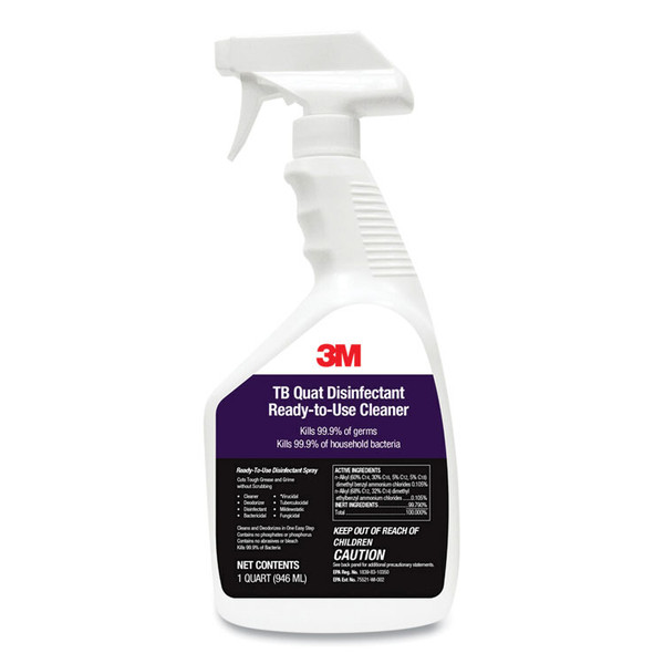 TB Quat Disinfectant Ready-to-Use Cleaner, Lemon Scent, 1 qt Bottle [SKU: MMM1027PC]