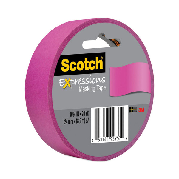 Expressions Masking Tape, 3" Core, 0.94" x 20 yds, Fuchsia [SKU: MMM3437PNK]