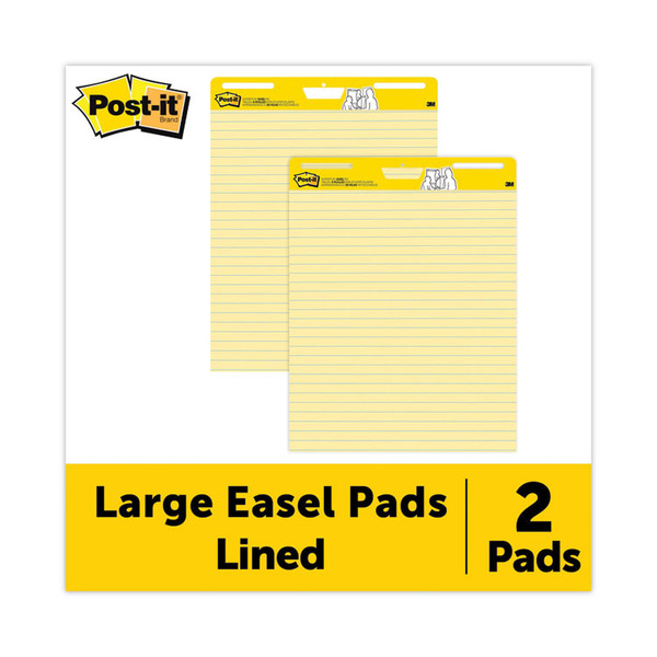 Vertical-Orientation Self-Stick Easel Pads, Presentation Format (1.5" Rule), 25 x 30, Yellow, 30 Sheets, 2/Carton [SKU: MMM561]