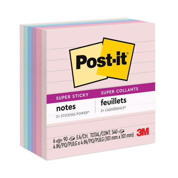 Recycled Notes in Wanderlust Pastels Collection Colors, Note Ruled, 4" x 4", 90 Sheets/Pad, 6 Pads/Pack [SKU: MMM6756SSNRP]