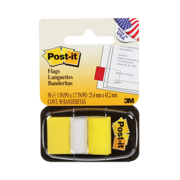 1" Flags Value Pack, Canary Yellow, 50 Flags/Dispenser, 24 Dispensers/Pack [SKU: MMM680524]