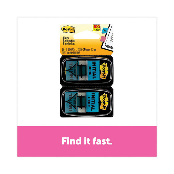 Arrow Message 1" Page Flags, "Initial Here", Blue, 50 Flags Dispensers/2 Dispensers/Pack [SKU: MMM680IH2]