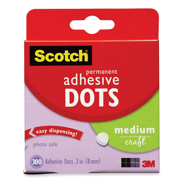 Mounting Adhesive Dots, 0.3" dia, Transparent, 300/Pack [SKU: MMM70005077485]