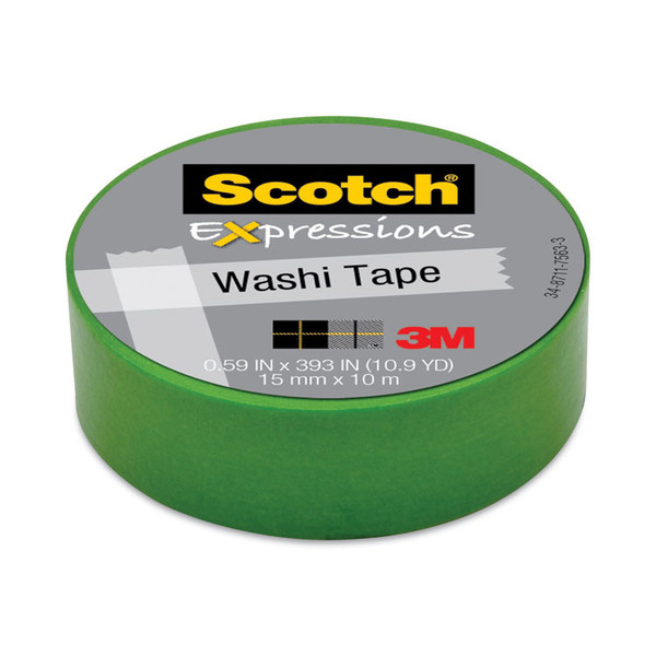 Expressions Washi Tape, 1.25" Core, 0.59" x 32.75 ft, Green [SKU: MMM70005188761]