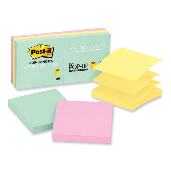 Original Pop-up Refill, 3" x 3", Beachside Cafe Collection Colors, 100 Sheets/Pad, 6 Pads/Pack [SKU: MMMR330AP]