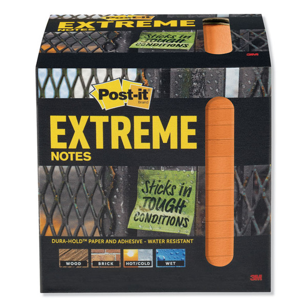 Water-Resistant Self-Stick Notes, 3" x 3", Orange, 45 Sheets/Pad, 12 Pads/Pack [SKU: MMMXTRM3312TRYO]