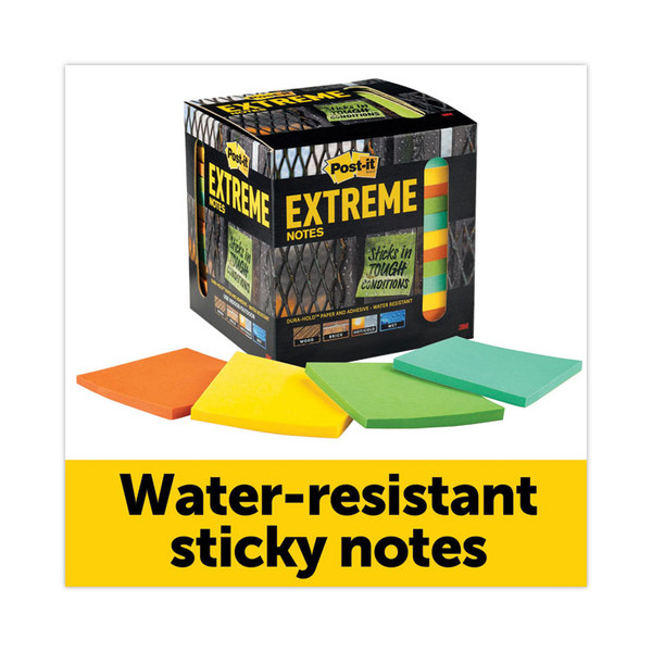 Water-Resistant Self-Stick Notes, 3" x 3", Assorted Colors, 45 Sheets/Pad, 12 Pads/Pack [SKU: MMMXTRM3312TRYX]