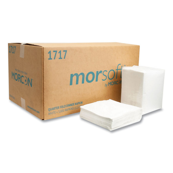 Morsoft Dinner Napkins, 1-Ply, 15 x 17, White, 250/Pack, 12 Packs/Carton [SKU: MOR1717]