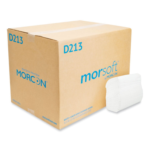 Morsoft Dispenser Napkins, 1-Ply, 11.5 x 13, White, 250/Pack, 24 Packs/Carton [SKU: MORD213]
