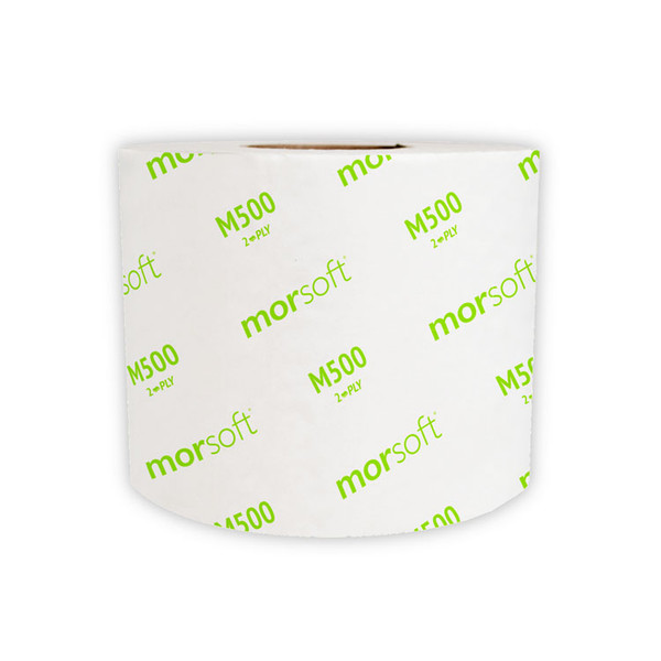 Morsoft Controlled Bath Tissue, Septic Safe, 2-Ply, White, Band-Wrapped, 500 Sheets/Roll, 24 Rolls/Carton [SKU: MORM500]