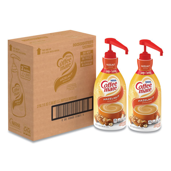 Liquid Coffee Creamer, Hazelnut, 1.5 Liter Pump Bottle, 2/Carton [SKU: NES31831CT]