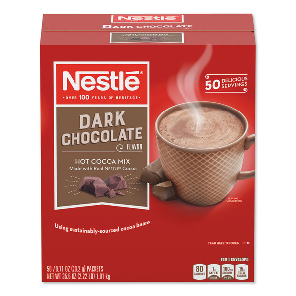 Hot Cocoa Mix, Dark Chocolate, 0.71 oz, 50/Box [SKU: NES70060]