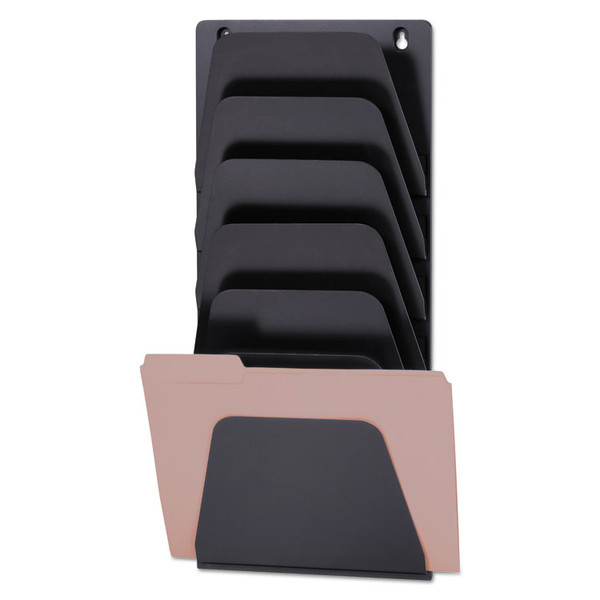 Wall File Holder, 7 Sections, Legal/Letter Size, 9.43" x 2.88" x 22.38", Black [SKU: OIC21505]