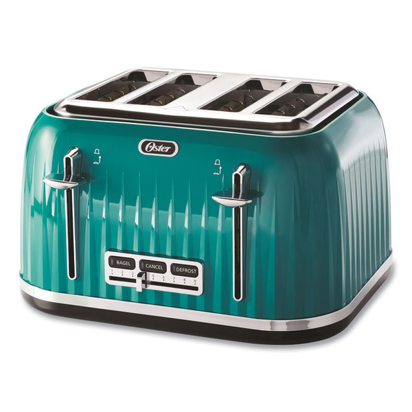 4-Slice Toaster with Textured Design with Chrome Accents, 12 x 13 x 8, Teal [SKU: OSR2090575]