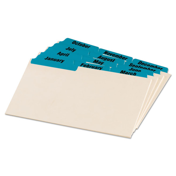 Manila Index Card Guides with Laminated Tabs, 1/3-Cut Top Tab, January to December, 4 x 6, Manila, 12/Set [SKU: OXF04613]
