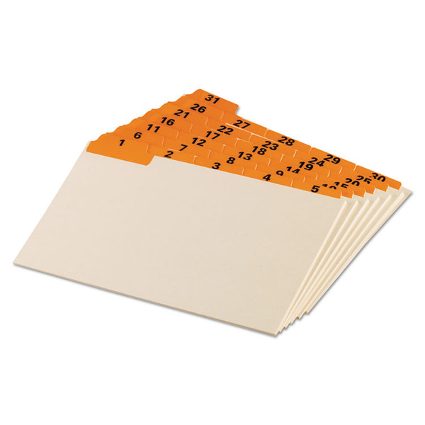 Manila Index Card Guides with Laminated Tabs, 1/5-Cut Top Tab, 1 to 31, 5 x 8, Manila, 31/Set [SKU: OXF05832]