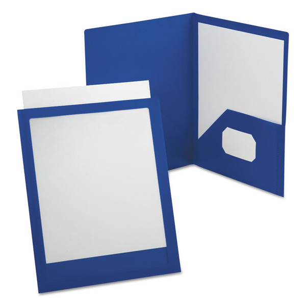 ViewFolio Polypropylene Portfolio, 100-Sheet Capacity, 11 x 8.5, Clear/Blue [SKU: OXF57441]