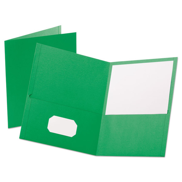 Leatherette Two Pocket Portfolio, 8.5 x 11, Green/Green, 10/Pack [SKU: OXF57573]