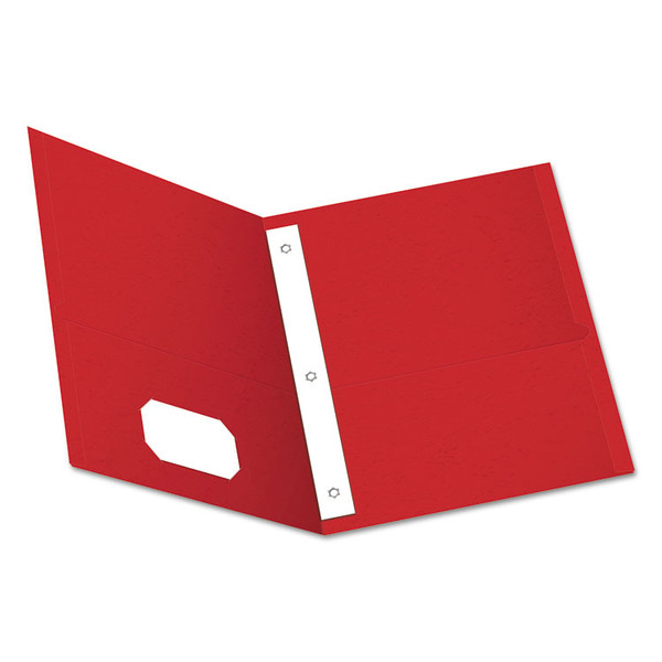 Twin-Pocket Folders with 3 Fasteners, 0.5" Capacity, 11 x 8.5, Red, 25/Box [SKU: OXF57711]
