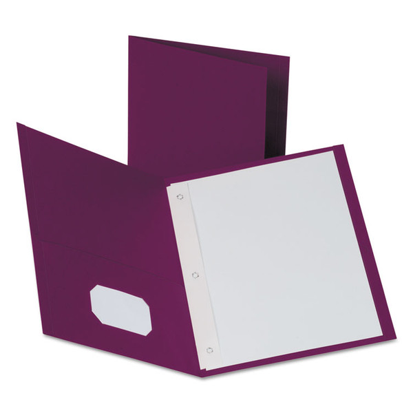 Twin-Pocket Folders with 3 Fasteners, 0.5" Capacity, 11 x 8.5, Burgundy, 25/Box [SKU: OXF57757]