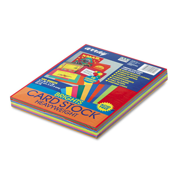 Array Card Stock, 65 lb Cover Weight, 8.5 x 11, Assorted Bright Colors, 100/Pack [SKU: PAC101169]