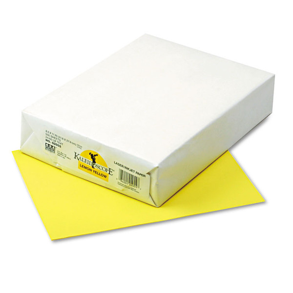 Kaleidoscope Multipurpose Colored Paper, 24 lb Bond Weight, 8.5 x 11, Lemon Yellow, 500/Ream [SKU: PAC102055]