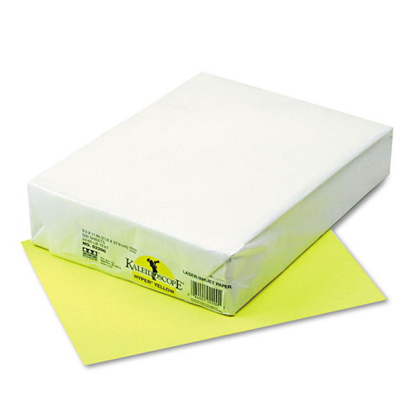 Kaleidoscope Multipurpose Colored Paper, 24 lb Bond Weight, 8.5 x 11, Hyper Yellow, 500/Ream [SKU: PAC102200]