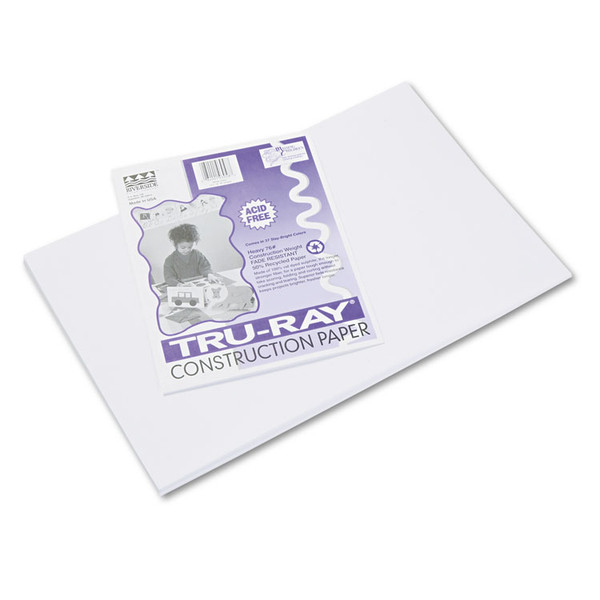 Tru-Ray Construction Paper, 76 lb Text Weight, 12 x 18, White, 50/Pack [SKU: PAC103058]