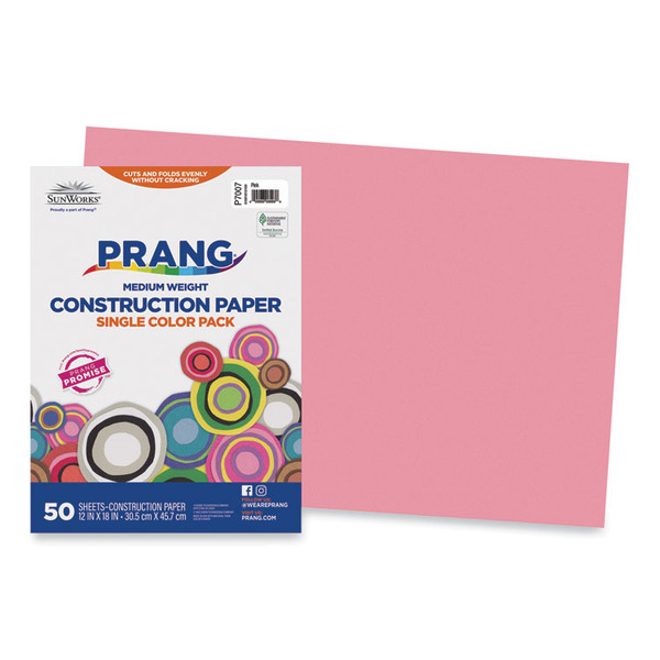 SunWorks Construction Paper, 50 lb Text Weight, 12 x 18, Pink, 50/Pack [SKU: PAC7007]