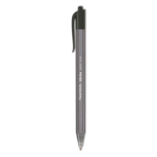 InkJoy 100 RT Ballpoint Pen, Retractable, Medium 1 mm, Black Ink, Black Barrel, 20/Pack [SKU: PAP1951395]