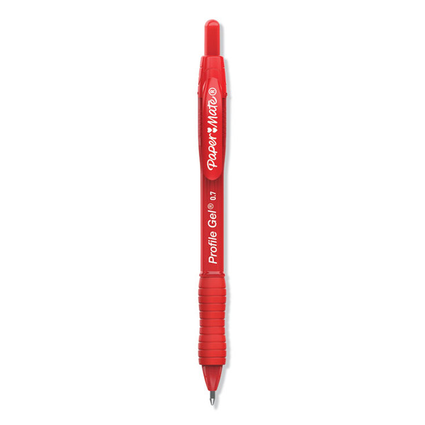Profile Gel Pen, Retractable, Medium 0.7 mm, Red Ink, Translucent Red Barrel, Dozen [SKU: PAP2095463]