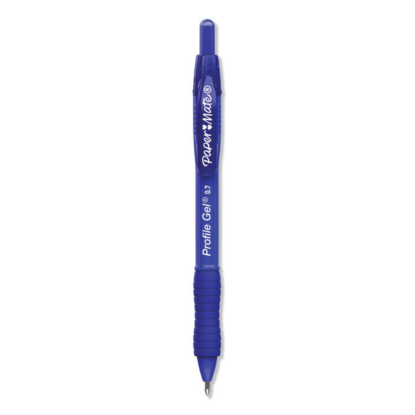 Profile Gel Pen, Retractable, Medium 0.7 mm, Blue Ink, Translucent Blue Barrel, Dozen [SKU: PAP2095472]