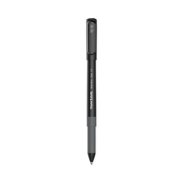 Write Bros. Grip Ballpoint Pen, Stick, Medium 1 mm, Black Ink, Black Barrel, Dozen [SKU: PAP2124509]