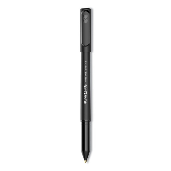Write Bros. Ballpoint Pen, Stick, Bold 1.2 mm, Black Ink, Black Barrel, Dozen [SKU: PAP2124520]