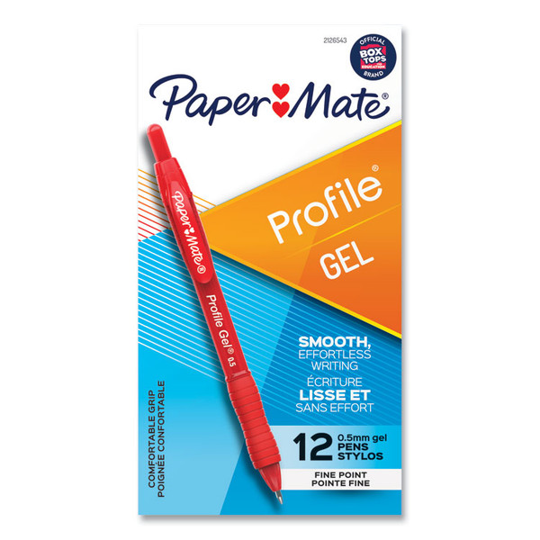 Profile Gel Pen, Retractable, Fine 0.5 mm, Red Ink, Translucent Red Barrel, Dozen [SKU: PAP2126543]