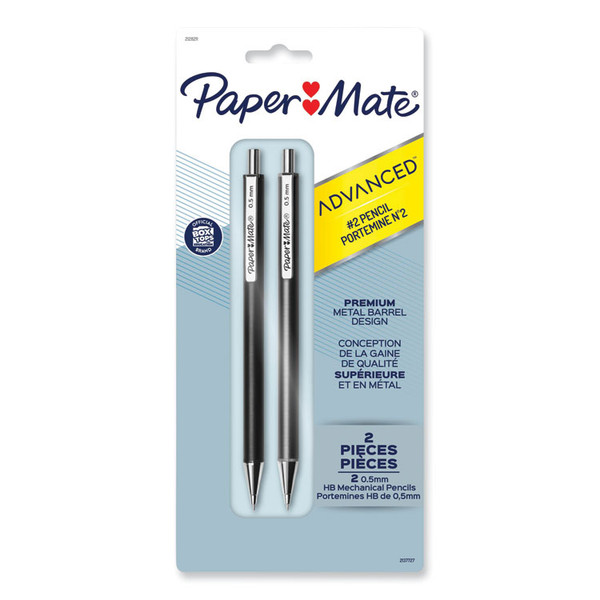 Advanced Mechanical Pencils, 0.5 mm, HB (#2), Black Lead, Black; Gray Barrel, 2/Pack [SKU: PAP2128211]
