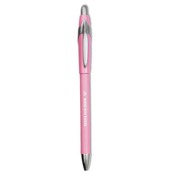 Write for Hope Edition FlexGrip Elite Ballpoint Pen, Retractable, Medium 1 mm, Black Ink, Pink Barrel, Dozen [SKU: PAP70672]