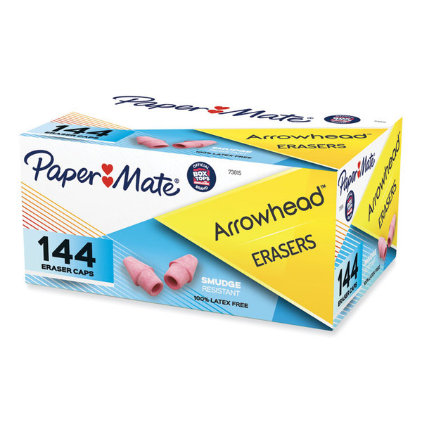 Arrowhead Eraser Caps, For Pencil Marks, Pink, 144/Box [SKU: PAP73015]