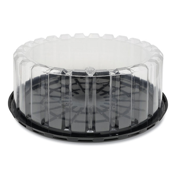 Plastic Cake Container, Shallow 9" Cake Container, 9" Diameter x 3.38"h, Clear/Black, 90/Carton [SKU: PCTYEH89902]