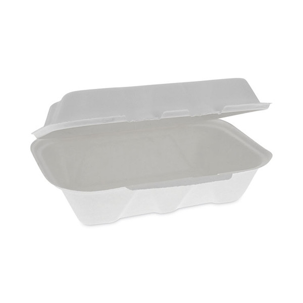 EarthChoice Bagasse Hinged Lid Container, Dual Tab Lock, 9.1 x 6.1 x 3.3, Natural, Sugarcane, 150/Carton [SKU: PCTYMCH00890001]
