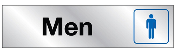 HY-KO 478 Sign, Men, Silver Background, Vinyl, 2 x 8 in Dimensions [SKU: ORG4676797]