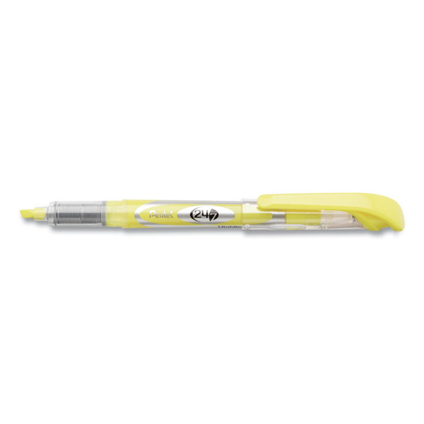 24/7 Highlighters, Bright Yellow Ink, Chisel Tip, Bright Yellow/Silver/Clear Barrel, Dozen [SKU: PENSL12G]